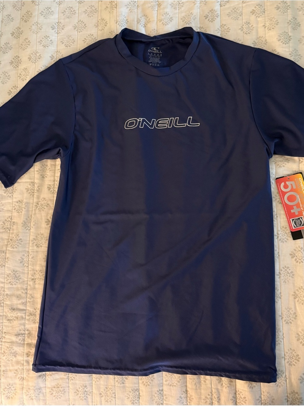 O'Neill Navy Blue Short Sleeve Swim Top with Logo